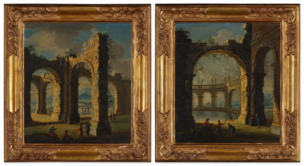 View full screen - View 1 of Lot 1128. Fantastical Architectural Views, A Pair.