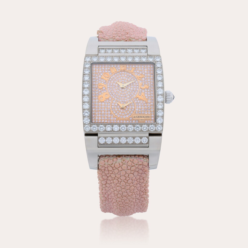 View full screen - View 1 of Lot 274. Instrumento, Reference UNO/DF S23 | A limited edition white gold, diamond and sapphire-set dual time zone wristwatch | Circa 2010.