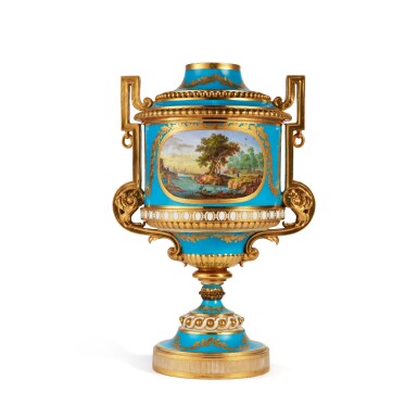 View full screen - View 1 of Lot 699. A Sèvres Porcelain Bleu Céleste-Ground Vase, 'Vase Fontanieu cylindrique', 1773.