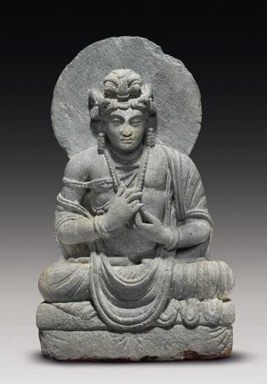 View full screen - View 1 of Lot 346. A GREY SCHIST FIGURE DEPICTING A BODHISATTVA, ANCIENT REGION OF GANDHARA, 3RD/4TH CENTURY.