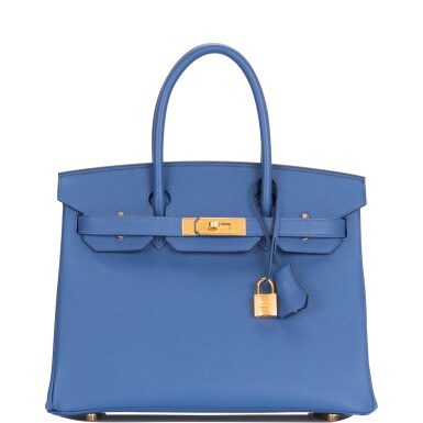 View full screen - View 1 of Lot 9. Hermès Bleu Brighton Birkin 30cm of Epsom Leather with Gold Hardware.