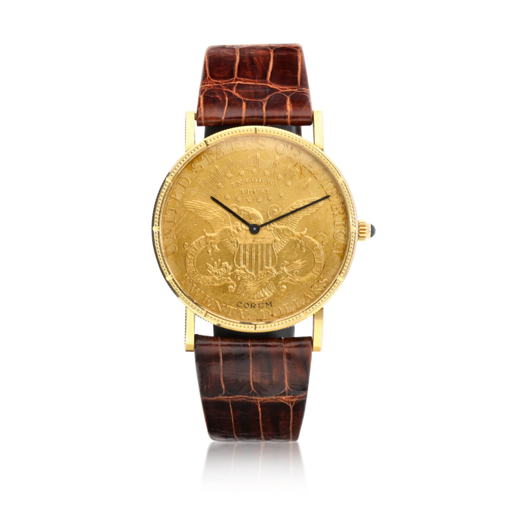 View full screen - View 1 of Lot 8085. Corum | A yellow gold coin watch, Circa 1995 | 崑崙 | 黃金金幣錶,約1995年製.