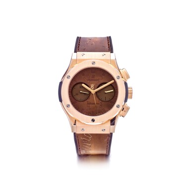 View full screen - View 1 of Lot 847. HUBLOT | CLASSIC FUSION BERLUTI, A LIMITED EDITION PINK GOLD AUTOMATIC CHRONOGRAPH WRISTWATCH MADE IN COLLABORATION WITH BERLUTI, CIRCA 2017 | 宇舶 | 「CLASSIC FUSION BERLUTI」限量版粉紅金自動上鏈計時腕錶,與BERLUTI合製,年份約2017.