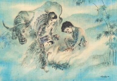 View full screen - View 1 of Lot 11. Tran Van Tho (1917-2004), Children and buffalo | Tran Van Tho (1917-2004), 童子與牛.