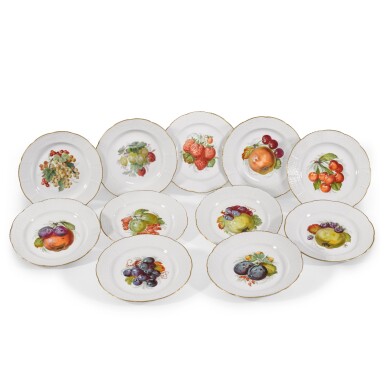 View full screen - View 1 of Lot 72. Eleven Berlin (K.P.M.) ozier-pattern plates, circa 1870.