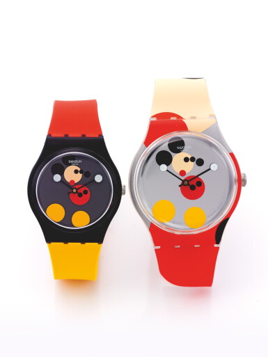 View full screen - View 1 of Lot 189. SWATCH | SWATCH X DAMIEN HIRST: SPOT MICKEY & MIRROR SPOT MICKEY A PAIR OF WRISTWATCHES CELEBRATING THE 90TH BIRTHDAY OF MICKEY MOUSE DESIGNED BY DAMIEN HIRST CIRCA 2018.