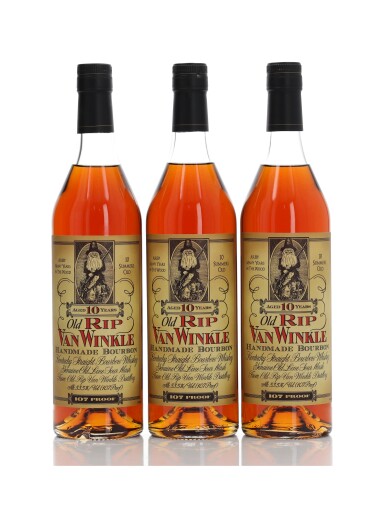 View full screen - View 1 of Lot 6. Old Rip Van Winkle 10 Year Old 107 Proof NV (3 Bottles 75cl).