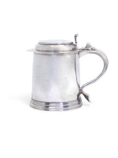 View full screen - View 1 of Lot 173. A Queen Anne Britannia standard silver tankard, maker's mark rubbed, possibly Ralph Leake, London, 1703.