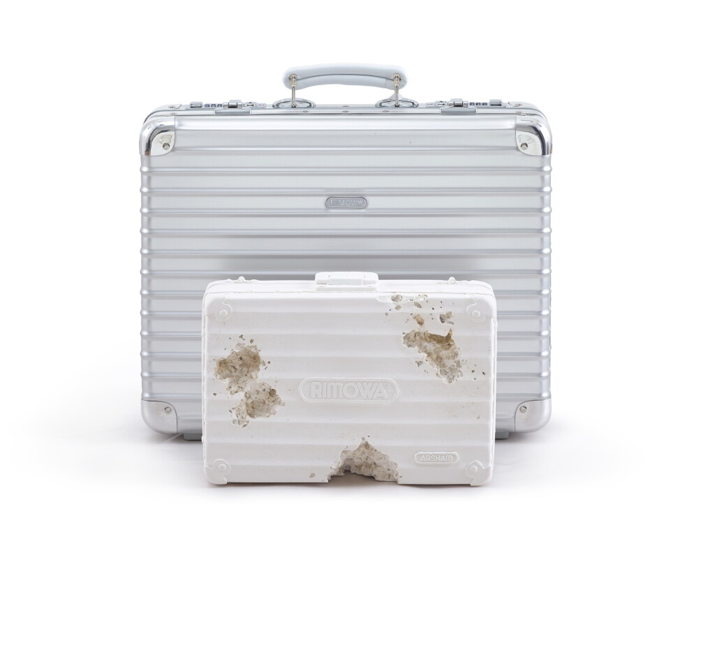View full screen - View 1 of Lot 1110. DANIEL ARSHAM X RIMOWA 丹尼爾·阿爾軒 x RIMOWA | ERODED SUITCASE 侵蝕行李箱.