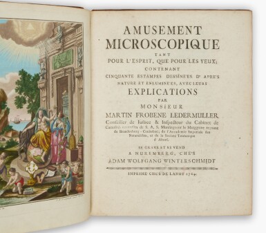 View full screen - View 1 of Lot 144. Ledermüller, Martin Frobenius | First French edition of Ledermüller’s classic treatise on the microscope.