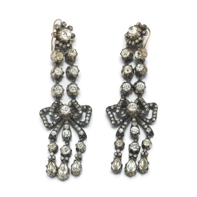 View full screen - View 1 of Lot 1083. A pair of pendent earrings, early 19th century.