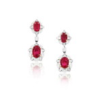 Paire de pendants d'oreille rubis et diamants | Pair of ruby and diamond pendent earrings