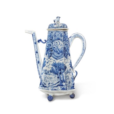 View full screen - View 1 of Lot 708. A Chinese Export 'Mythological Subject' Hexagonal Coffee Pot and Cover, Qing Dynasty, Kangxi Period.