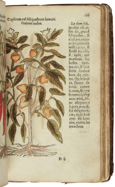View full screen - View 1 of Lot 194. FUCHS, LEONHART | Histoire des plantes de M. Leonhart Fuschsius, avec les noms Grecs, Latins, & Fráçoys. Paris: Pierre Haultin, 1549.