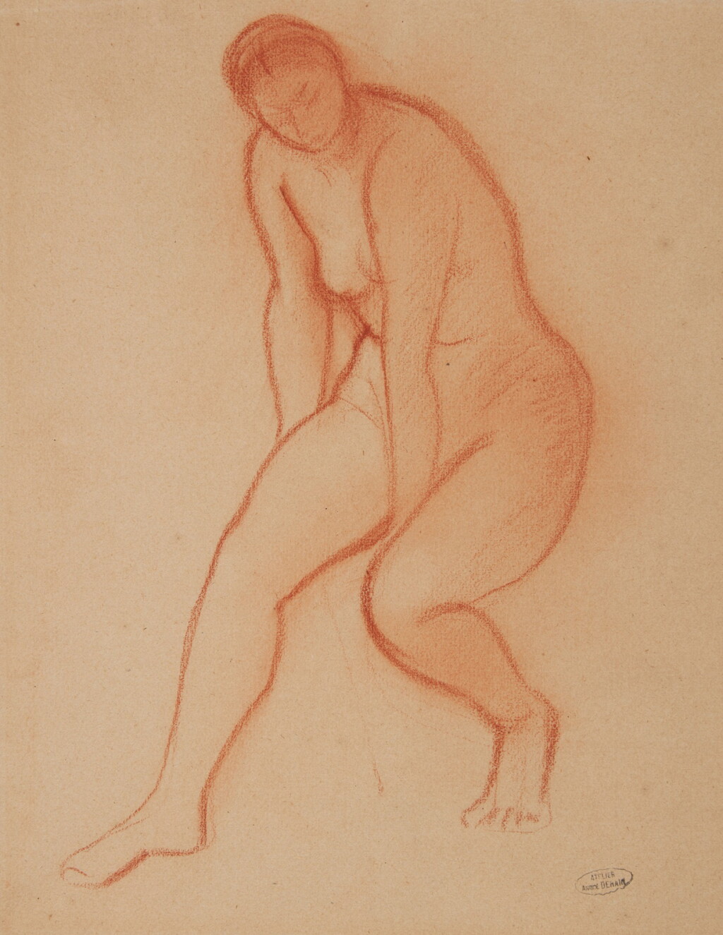 View full screen - View 1 of Lot 393. Femme debout se tenant la cuisse droite.
