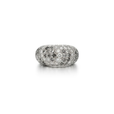 View full screen - View 1 of Lot 106. Diamond and black diamond ring.