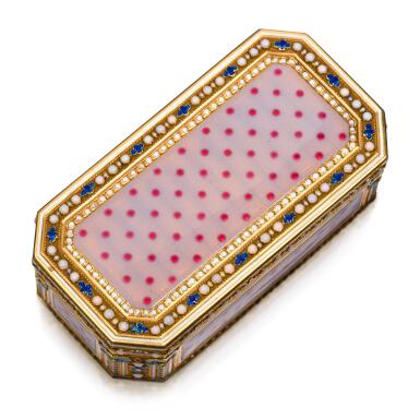 View full screen - View 1 of Lot 1106. A gold and enamel snuff box, 19th century in earlier taste .