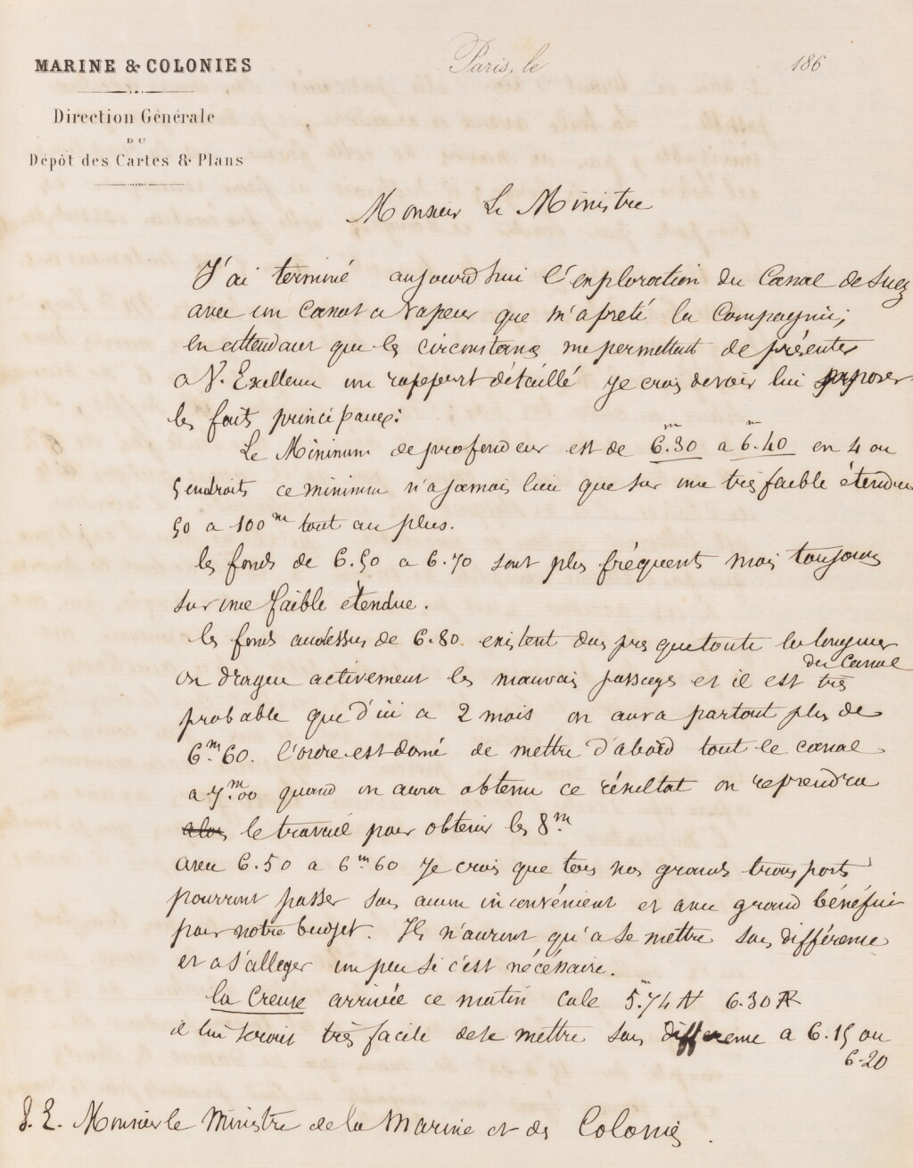 View full screen - View 1 of Lot 192. Ensemble de lettres et de documents manuscrits, certains autographes, relatifs au canal de Suez et au poste de Scheik-Saïd. 1869-1870..