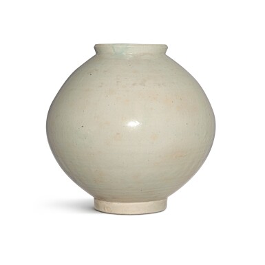 View full screen - View 1 of Lot 503. A white-glazed moon jar, Joseon dynasty, late 17th / early 18th century.