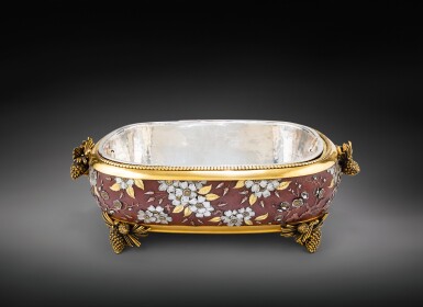 View full screen - View 1 of Lot 23. An exceptional center piece designed by E. Reiber for Chirstofle, Paris, 1878-1879 | Exceptionnelle jardinière créée par E. Reiber pour Chirstofle, Paris, 1878-1879.