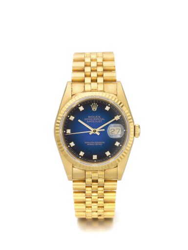 View full screen - View 1 of Lot 4. ROLEX | DATEJUST REF 16238, A YELLOW GOLD AND DIAMOND SET AUTOMATIC CENTER SECONDS WRISTWATCH WITH DATE AND BRACELET CIRCA 1990.