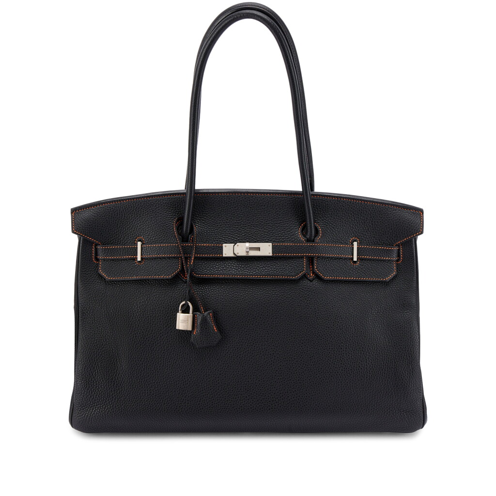 View full screen - View 1 of Lot 642. Black Togo Custom Shoulder Birkin 45 Brushed Palladium Hardware, 2006.