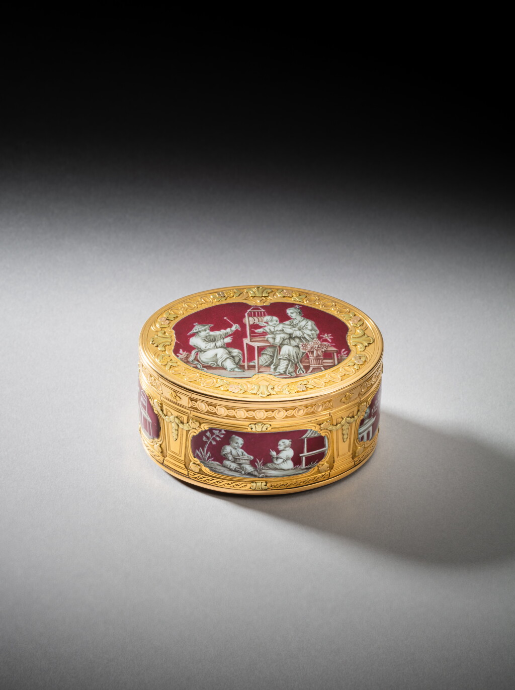 View full screen - View 1 of Lot 255. A three-coloured gold and enamel snuff box, Henri Delobel, Paris, 1762/1763.