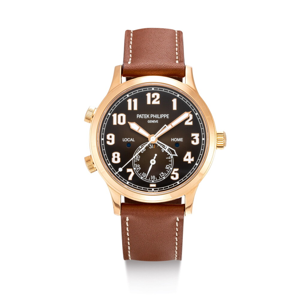 View full screen - View 1 of Lot 2169. PATEK PHILIPPE | PILOT TRAVEL TIME, REFERENCE 5524, A PINK GOLD DUAL TIME ZONE WRISTWATCH WITH DATE AND DAY AND NIGHT INDICATION, CIRCA 2019 | 百達翡麗 | "Pilot Travel Time型號5524 粉紅金兩地時間腕錶,備日期及晝夜顯示,機芯編號7284513,錶殼編號6367119,約2019年製".