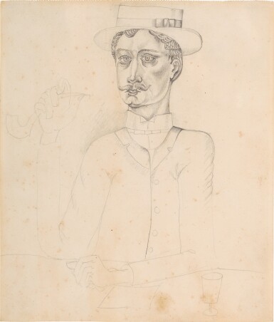 View full screen - View 1 of Lot 725. Portrait d'homme au moustache.