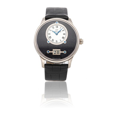 View full screen - View 1 of Lot 151. JAQUET DROZ | GRANDE DATE REFERENCE J016934205 A WHITE GOLD AUTOMATIC WRISTWATCH CIRCA 2006.