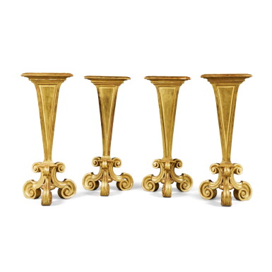 View full screen - View 1 of Lot 14. A Set of Four Louis XIV Carved Giltwood Torchères, Circa 1700.