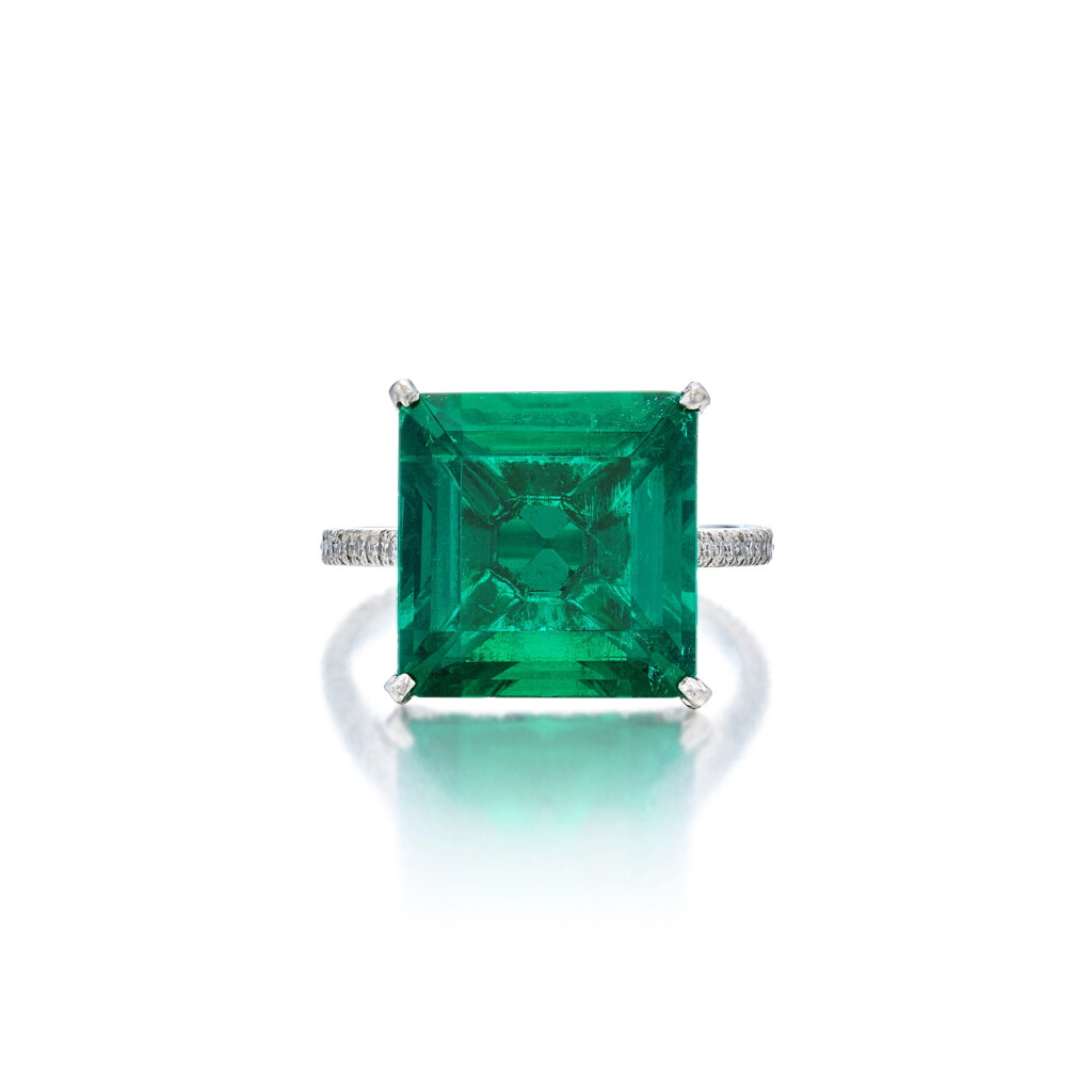 View full screen - View 1 of Lot 65. Exceptional Emerald and Diamond Ring, Paris.