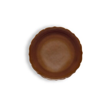 View full screen - View 1 of Lot 40. A fine café-au-lait-glazed barbed rim dish, Seal mark and period of Qianlong .