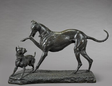 View full screen - View 1 of Lot 289. Greyhound with a bulldog.