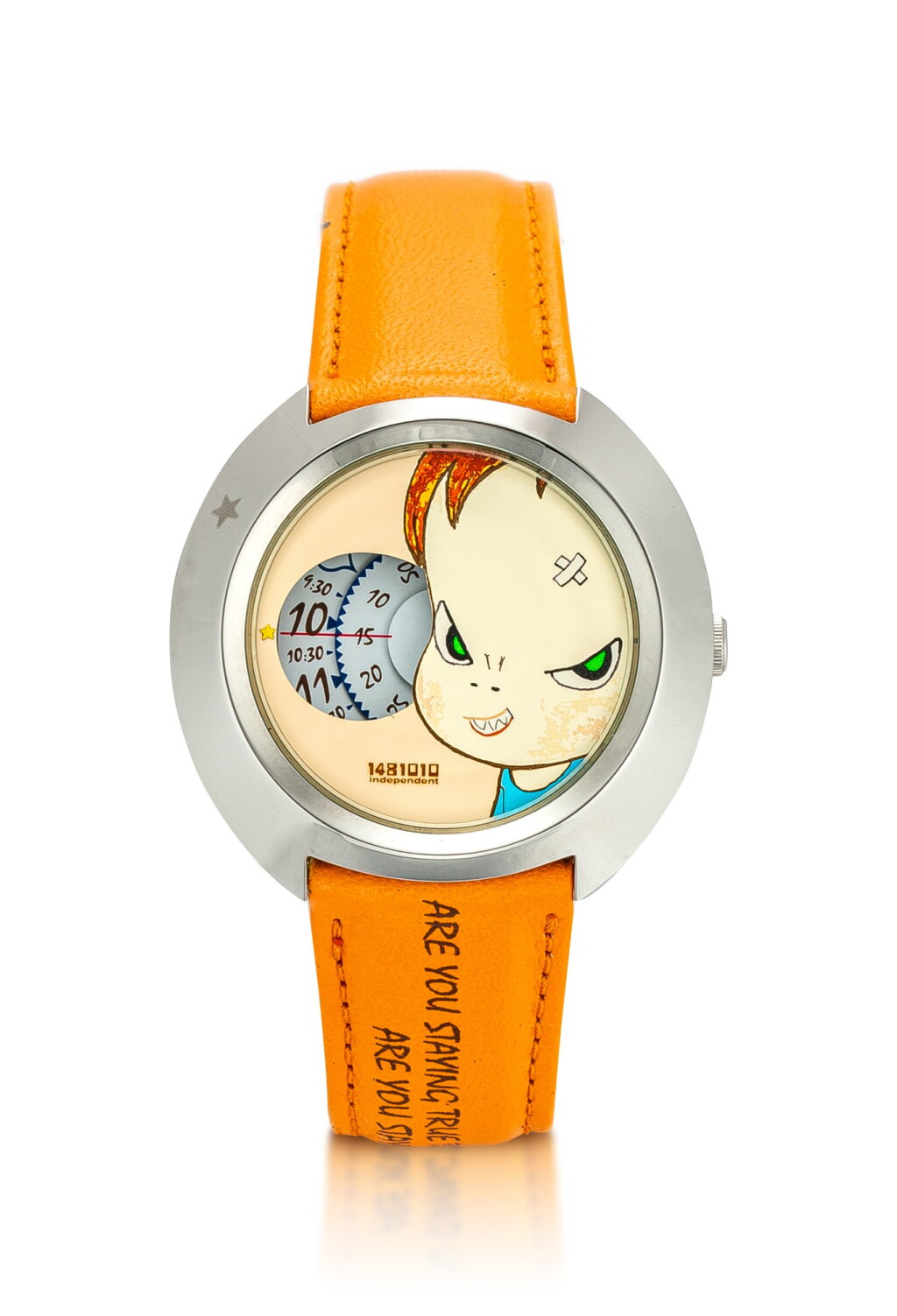 View full screen - View 1 of Lot 95. A Limited Edition Stainless Steel Wristwatch with a Yoshitomo Nara Dial, circa 1999 | 限量版不銹鋼腕錶,奈良美智圖案錶盤,約1999年 .