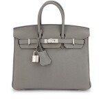 Gris Meyer Togo Birkin 25 Palladium Hardware, 2023