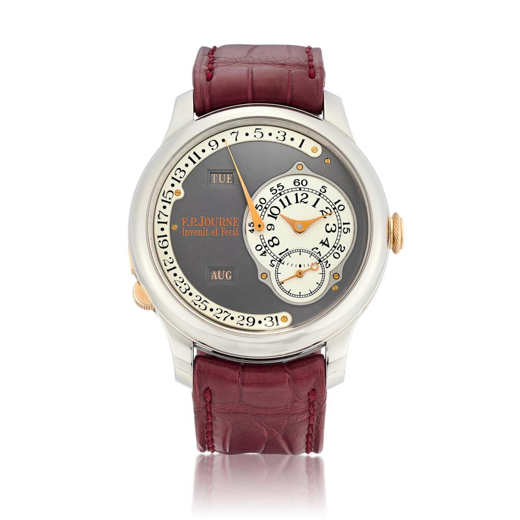 View full screen - View 1 of Lot 2092. Octa Perpétuelle Anniversaire Tokyo | A limited edition titanium and pink gold perpetual calendar wristwatch with retrograde date, leap year indication within the month of February and ruthenium dial, Made to commemorate the 5th anniversary of F.P. Journe boutique in Tokyo, Circa 2010 | Octa Perpétuelle Anniversaire Tokyo | 限量版鈦金屬及粉紅金萬年曆腕錶,備逆跳日期、二月中閏年顯示及釕金屬錶盤,為紀念F.P. Journe東京專門店5週年而製,約2010年製.