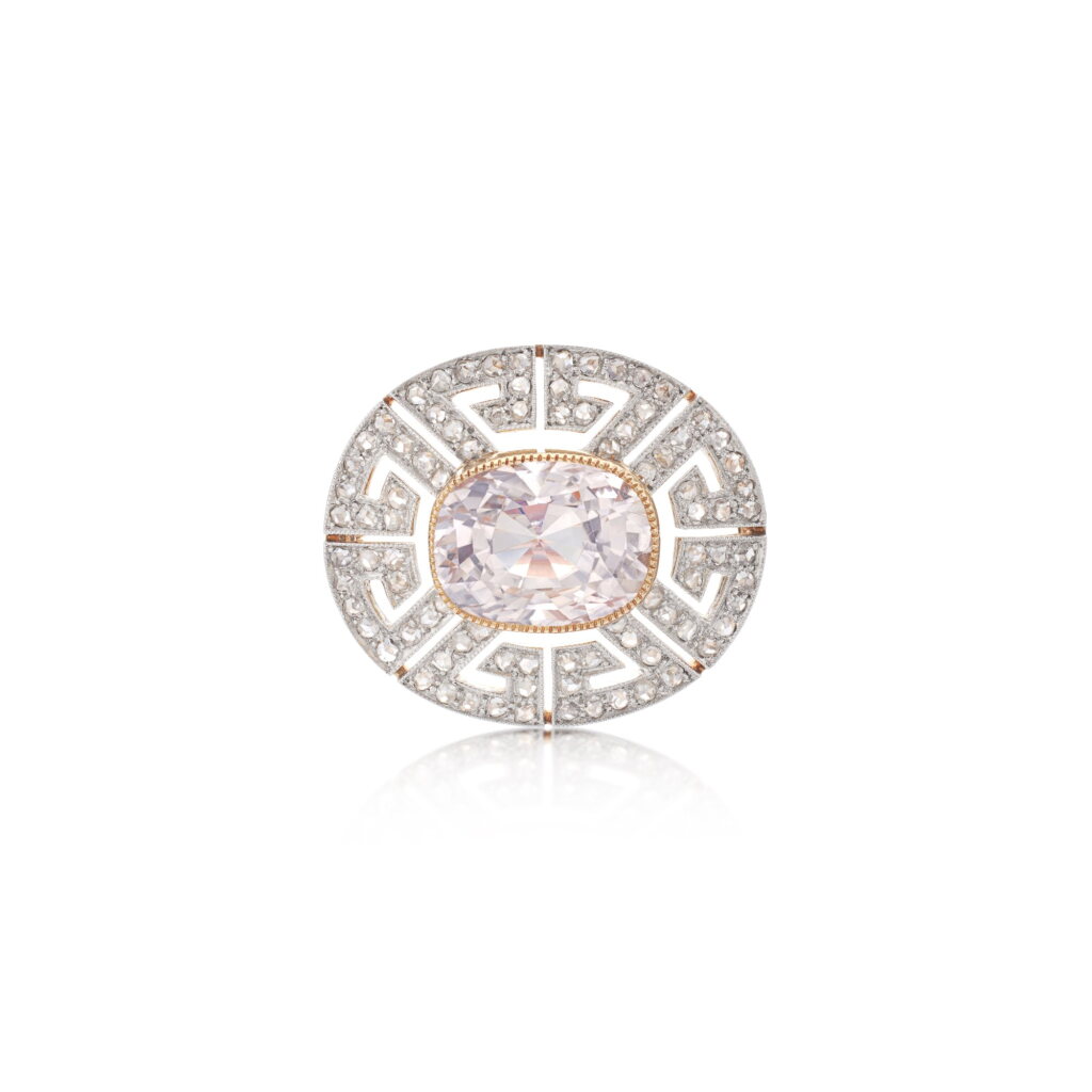 View full screen - View 1 of Lot 1062. Pink sapphire and diamond brooch, circa 1910.