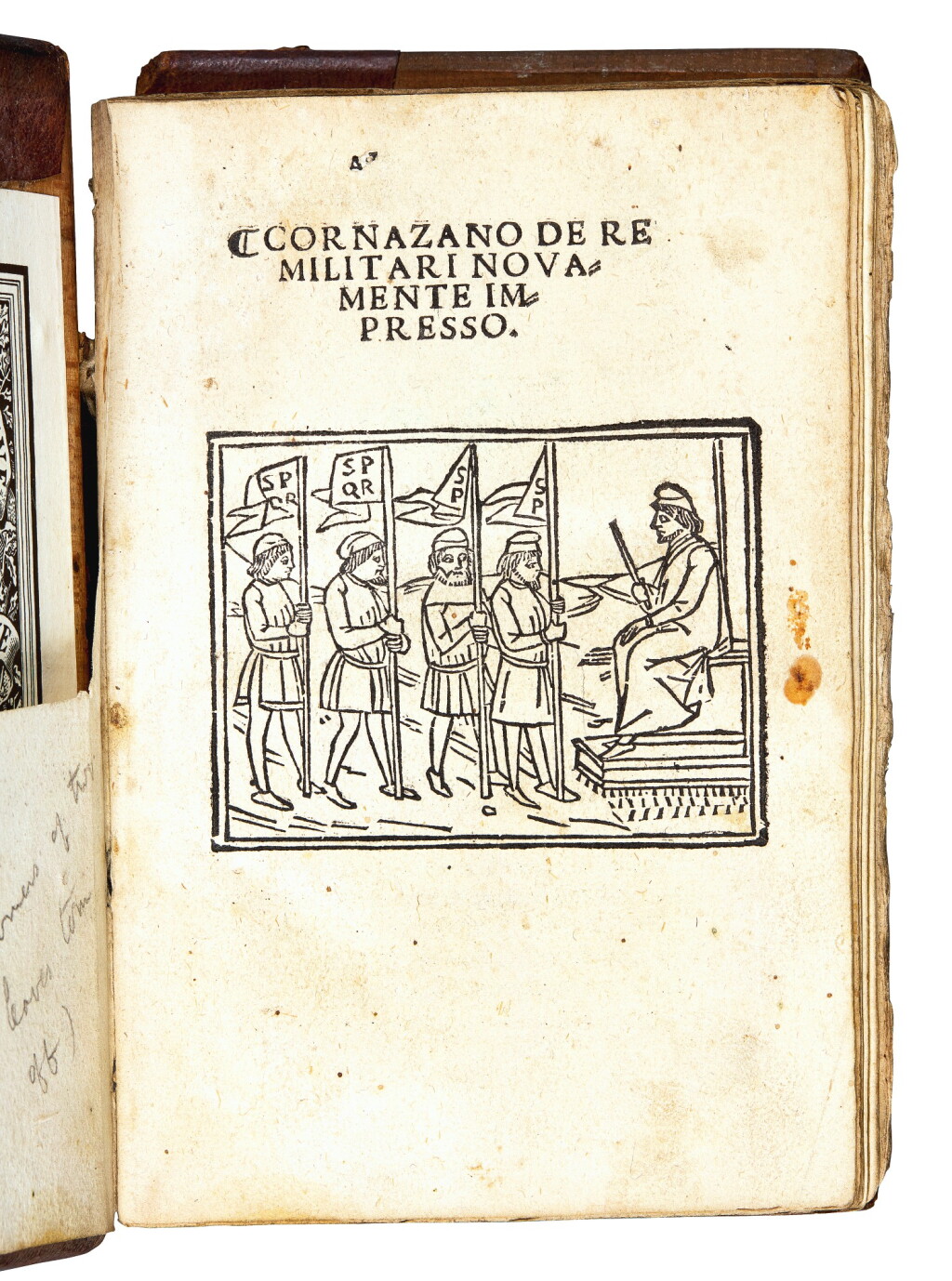 View full screen - View 1 of Lot 108. Cornazzano, De re militari, Venice, 1515, contemporary half stamped calf over wooden boards.