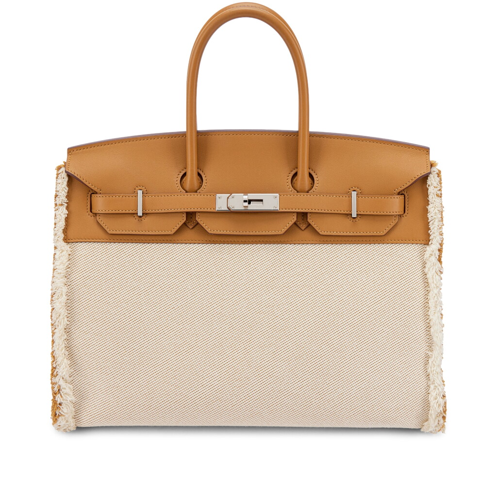 View full screen - View 1 of Lot 598. Limited Edition Sesame Swift and Twill H Canvas Fray Fray Birkin 35 Palladium Hardware, 2021.