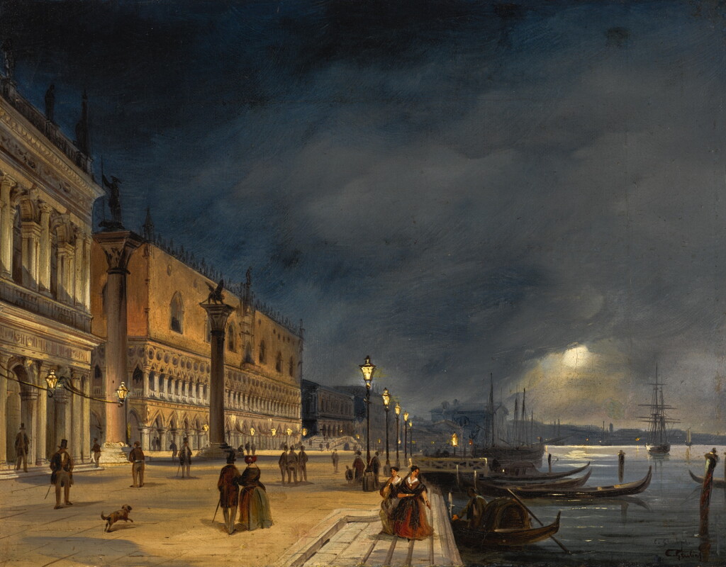 View full screen - View 1 of Lot 186. CARLO GRUBACS | Venice, a view of the Riva degli Schiavoni looking East.