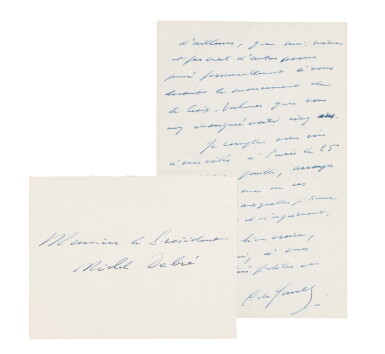 View full screen - View 1 of Lot 90. Deux lettres à Michel Debré, 6 janvier 1947 et 17 août 1964..