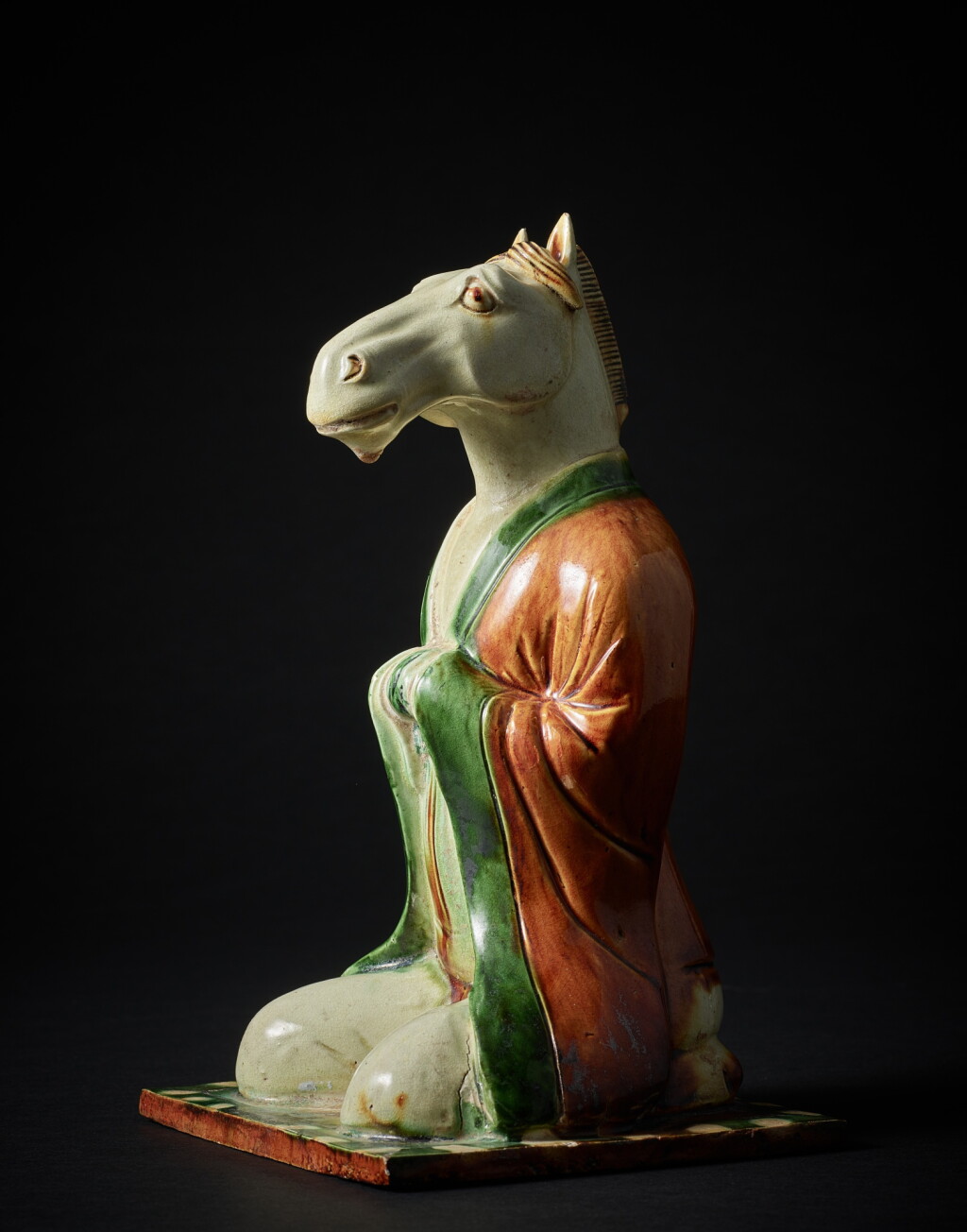 View full screen - View 1 of Lot 9805. A superb and extremely rare sancai zodiac horse figure, Tang dynasty | 唐 三彩午馬俑.