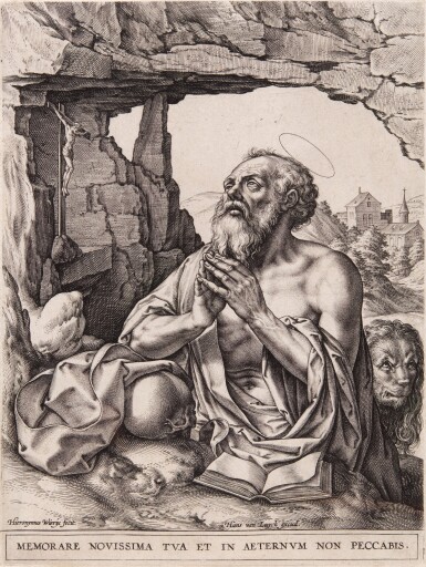 View full screen - View 1 of Lot 25. Saint Jerome (After Frans Crabbe) (Hollstein 1225).