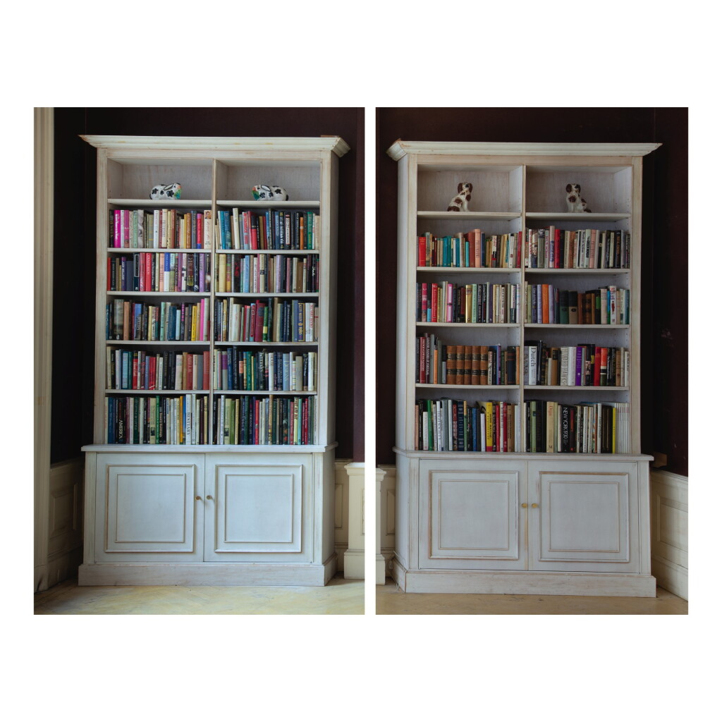 View full screen - View 1 of Lot 601. A PAIR OF WHITE PAINTED BOOK CASES.