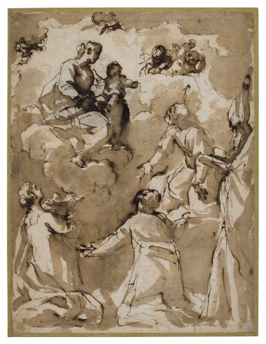 View full screen - View 1 of Lot 282. The Madonna and Child with four Saints.