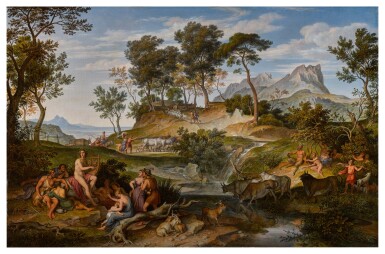 View full screen - View 1 of Lot 32. Landscape with Apollo among the shepherds.