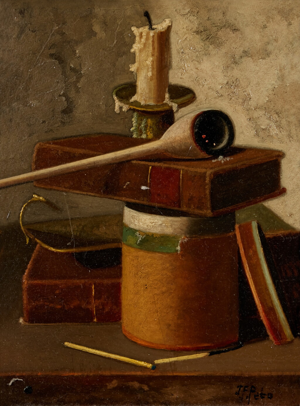 View full screen - View 1 of Lot 229. Still Life with Candle, Pipe and Books.