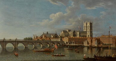 View full screen - View 1 of Lot 195. London, a view of the Thames with Westminster Abbey.