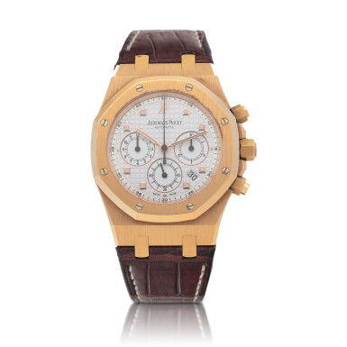 View full screen - View 1 of Lot 114. Royal Oak Chronograph, Ref. 26022OR.OO.D088CR.01 Pink gold chronograph wristwatch with date Circa 2010 | 愛彼 | 26022OR.OO.D088CR.01型號「Royal Oak Chronograph」粉紅金計時腕錶備日期顯示,年份約2010.